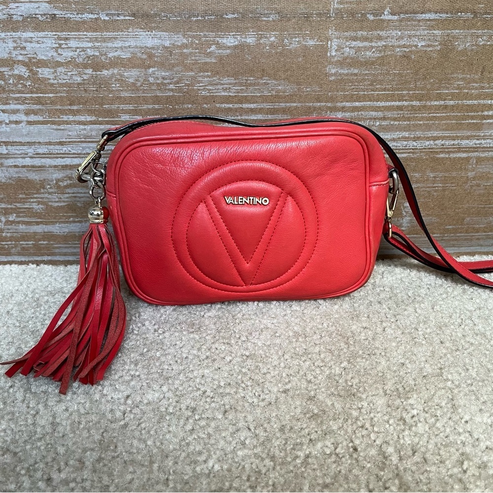 Valentino Signature Mia Crossbody Purse Poppy Red Preppy Classy Summer Tassel - Picture 8 of 15